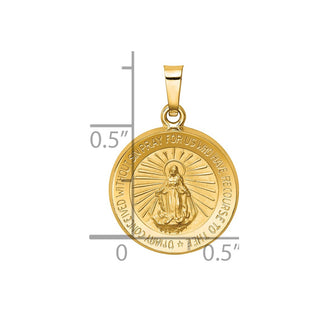 14k Yellow Gold Polished and Satin Miraculous Medal Pendant XR1270