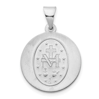 14k White Gold Polished and Satin Miraculous Medal Pendant XR1271