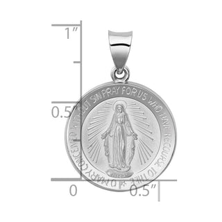 14k White Gold Polished and Satin Miraculous Medal Pendant XR1271