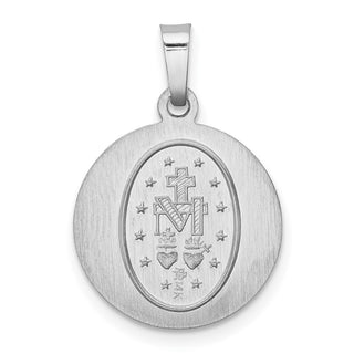 14k White Gold Polished and Satin Miraculous Medal Pendant XR1272