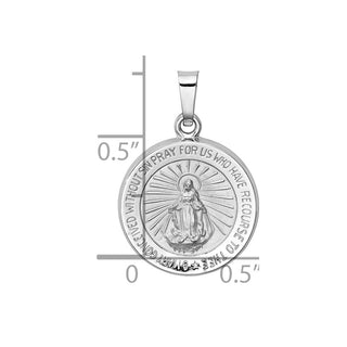 14k White Gold Polished and Satin Miraculous Medal Pendant XR1272