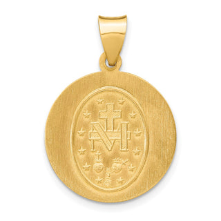 14k Yellow Gold Polished and Satin Miraculous Medal Pendant XR1273