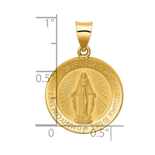 14k Yellow Gold Polished and Satin Miraculous Medal Pendant XR1273
