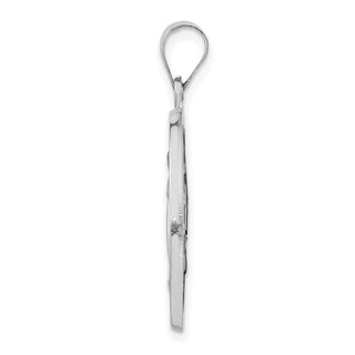 14k White Gold Polished and Satin Miraculous Medal Pendant XR1274