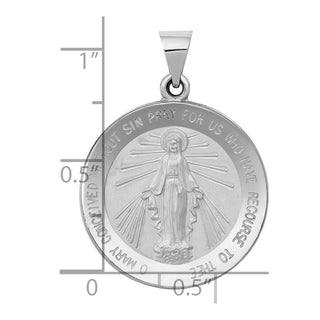 14k White Gold Polished and Satin Miraculous Medal Pendant XR1274