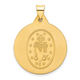 14k Yellow Gold Polished and Satin Miraculous Medal Pendant XR1275