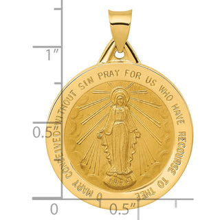 14k Yellow Gold Polished and Satin Miraculous Medal Pendant XR1275
