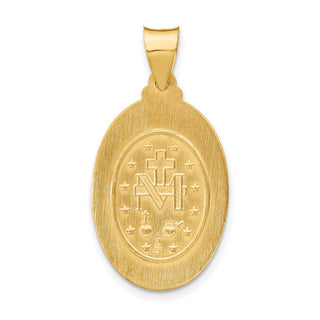 14k Yellow Gold Polished and Satin Miraculous Medal Pendant XR1277