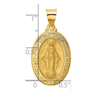 14k Yellow Gold Polished and Satin Miraculous Medal Pendant XR1277