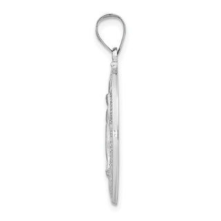 14k White Gold Polished and Satin Miraculous Medal Pendant XR1278