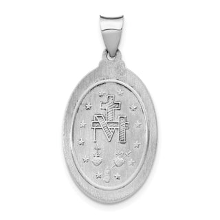 14k White Gold Polished and Satin Miraculous Medal Pendant XR1278