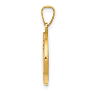 14k Yellow Gold Polished and Satin Our Guardian Angel Medal Pendant