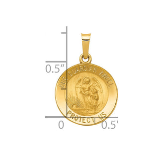 14k Yellow Gold Polished and Satin Our Guardian Angel Medal Pendant