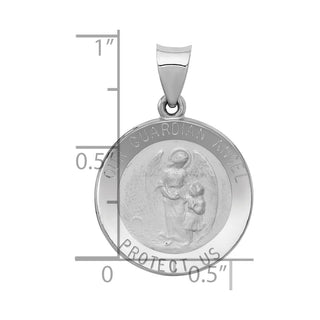 14k White Gold Polished and Satin Our Guardian Angel Medal Pendant