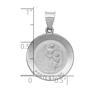 14k White Gold Polished and Satin Our Guardian Angel Medal Charm