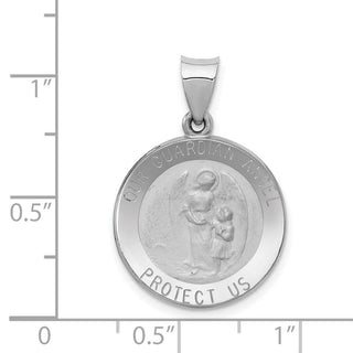 14k White Gold Polished and Satin Our Guardian Angel Medal Pendant