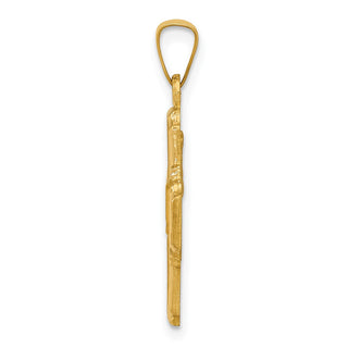 14k Yellow Gold Polished and Satin Four Way Medal Pendant