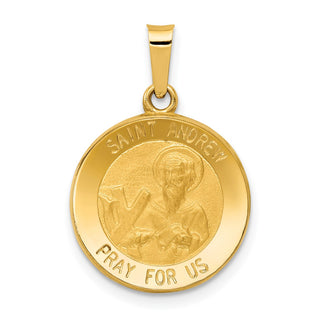 14k Yellow Gold Polished and Satin St. Andrew Medal Pendant