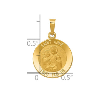 14k Yellow Gold Polished and Satin St. Anne Medal Pendant XR1285