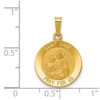 14k Yellow Gold Polished and Satin St. Anne Medal Pendant XR1285