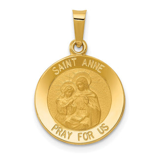 14k Yellow Gold Polished and Satin St. Anne Medal Pendant XR1285