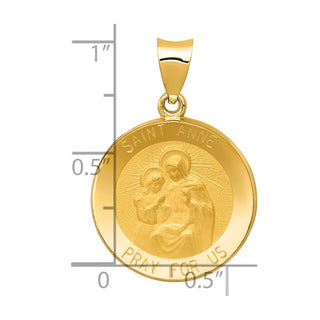 14k Yellow Gold Polished and Satin St. Anne Medal Pendant XR1286
