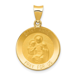 14k Yellow Gold Polished and Satin St. Anne Medal Pendant XR1286
