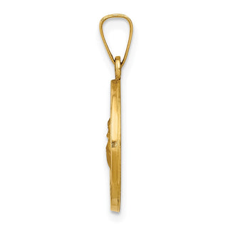 14k Yellow Gold Polished and Satin St. Anthony Medal Pendant XR1287