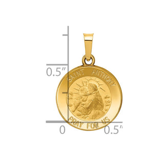 14k Yellow Gold Polished and Satin St. Anthony Medal Pendant XR1287