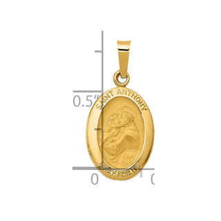 14k Yellow Gold Polished and Satin St. Anthony Medal Pendant XR1288