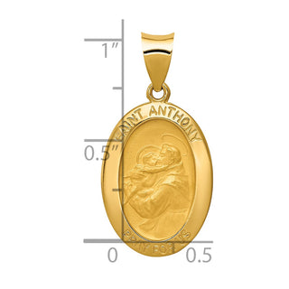 14k Yellow Gold Polished and Satin St. Anthony Medal Pendant XR1289