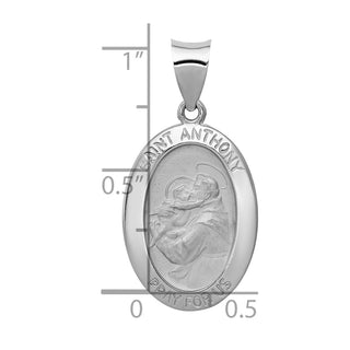 14k White Gold Polished and Satin St. Anthony Medal Pendant XR1290