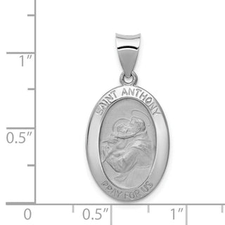 14k White Gold Polished and Satin St. Anthony Medal Pendant XR1290