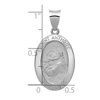 14k White Gold Polished and Satin St. Anthony Medal Pendant XR1290
