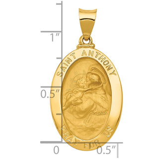 14k Yellow Gold Polished and Satin St. Anthony Medal Pendant XR1291