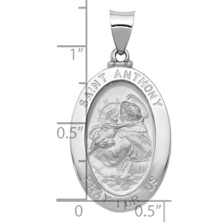 14k White Gold Polished and Satin St. Anthony Medal Pendant XR1292