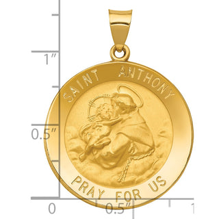 14k Yellow Gold Polished and Satin St. Anthony Medal Pendant XR1293