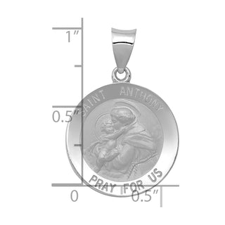 14k White Gold Polished and Satin St. Anthony Medal Pendant XR1294