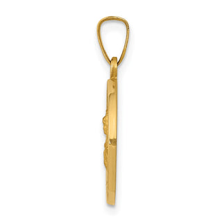 14k Yellow Gold Polished and Satin St. Barbara Medal Pendant XR1295