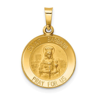 14k Yellow Gold Polished and Satin St. Barbara Medal Pendant XR1295