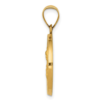 14k Yellow Gold Polished and Satin St. Barbara Medal Pendant XR1296