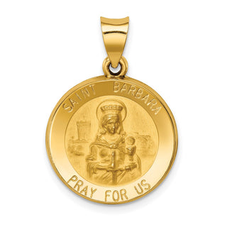 14k Yellow Gold Polished and Satin St. Barbara Medal Pendant XR1296