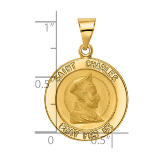 14k Yellow Gold Polished and Satin St. Charles Medal Pendant