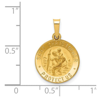 14k Yellow Gold Polished and Satin St. Christopher Medal Pendant XR1298