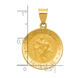 14k Yellow Gold Polished and Satin St. Christopher Medal Pendant XR1299