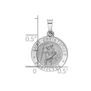 14k White Gold Polished and Satin St. Christopher Medal Pendant XR1300