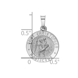 14k White Gold Polished and Satin St. Christopher Medal Pendant XR1300