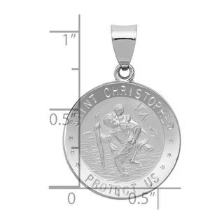 14k White Gold Polished and Satin St. Christopher Medal Pendant XR1301