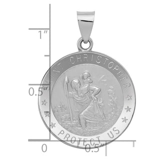 14k White Gold Polished and Satin St. Christopher Medal Pendant XR1302