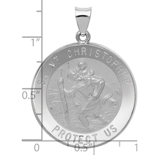 14k White Gold Polished and Satin St. Christopher Medal Pendant XR1303